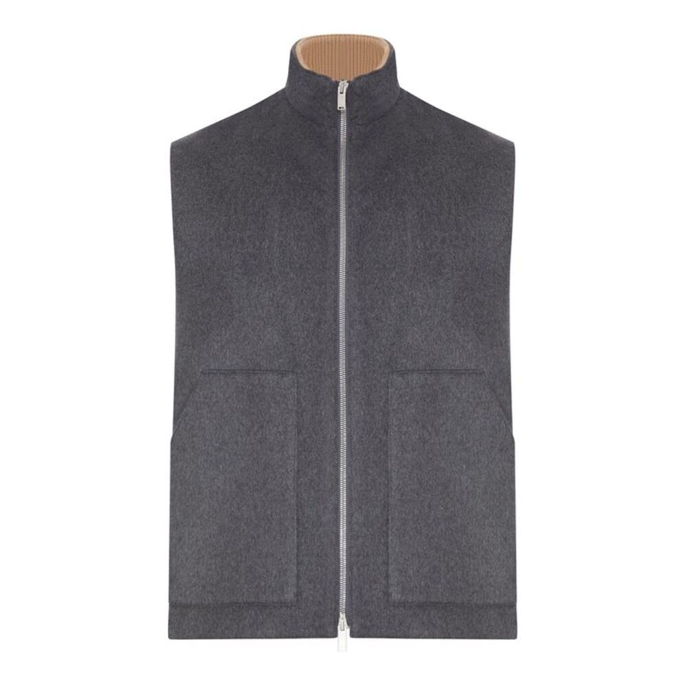 Lardini Men Wool And Cashmere Vest With Zip And High Collar